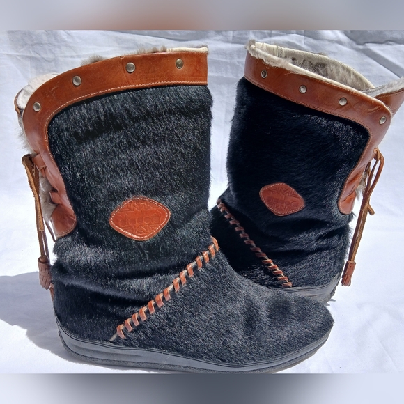 Diadora Vintage Boots Real Fur With Leather Trim - Picture 4 of 6